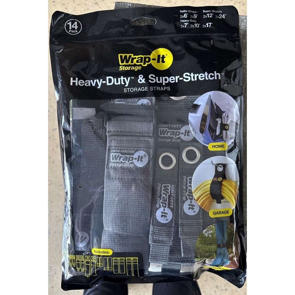 Wrap-It Storage Heavy Duty And Super Stretch Storage Straps 14 Pack